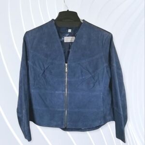 Guillaume Blue Suede Waist Length Jacket